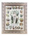  MYSTERIES OF THE ROSARY IN A FINE DETAILED SCROLL CARVINGS ANTIQUE SILVER FRAME 